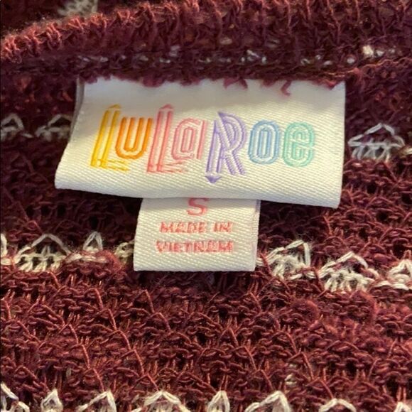 Lularoe Burgundy Striped Sweater Kimono Small - Picture 5 of 7